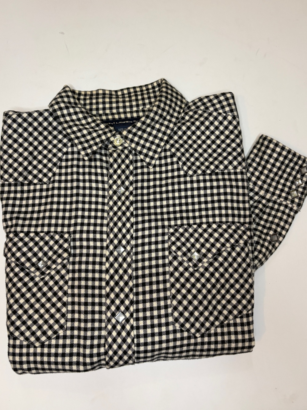 Ralph Lauren sport Gingham plaid western button down shirt sz 14